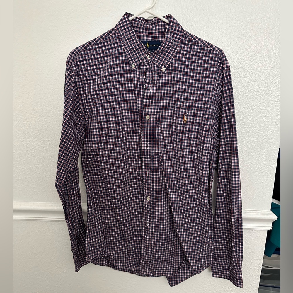 Ralph Lauren button up shirt - blue and red - slim fit - size large
